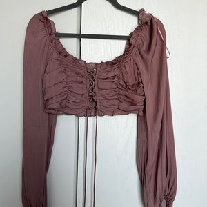 Dusty pink lace up top